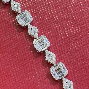 Women's Solid 925 Sterling Silver 7.5 Inch CZ Tennis Bracelet fancy /bb3